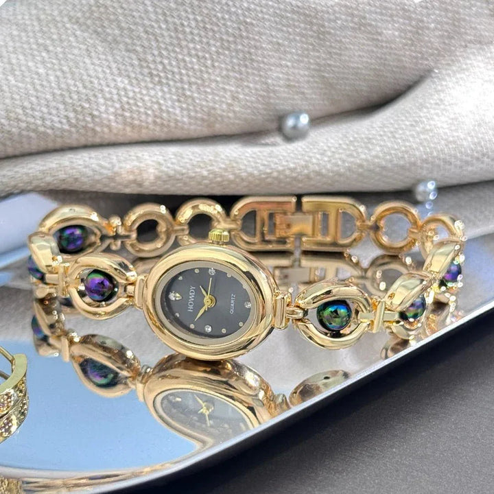 Aubrielle Damenuhr - Elegante Quarzuhr mit Strass-Zifferblatt und seidiger Textur für Damen