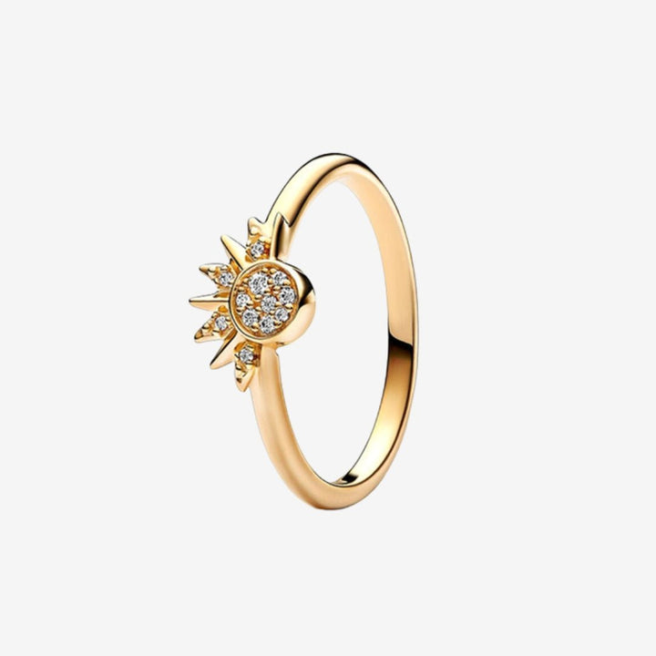 Brietta Celestial Sun & Moon Ring Set - Handgefertigter 14k Goldplattierter Stapelring Schmuck
