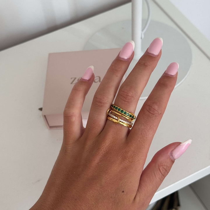 Dana Smaragd Rhinestone Stapelring