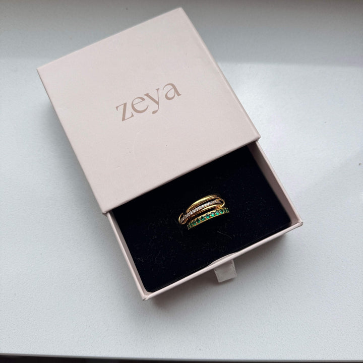 Dana Smaragd Rhinestone Stapelring